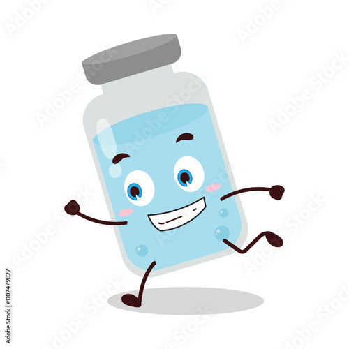 cute rush running expression of medicine vial bottle cartoon character