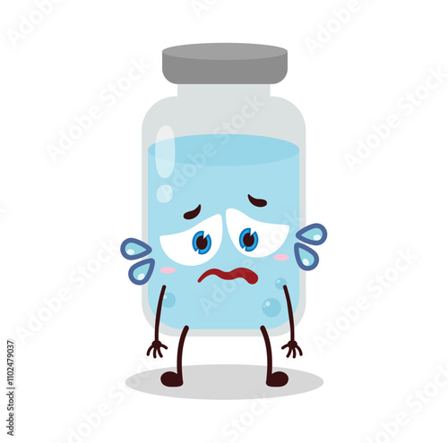 cute depressed expression of medicine vial bottle cartoon character
