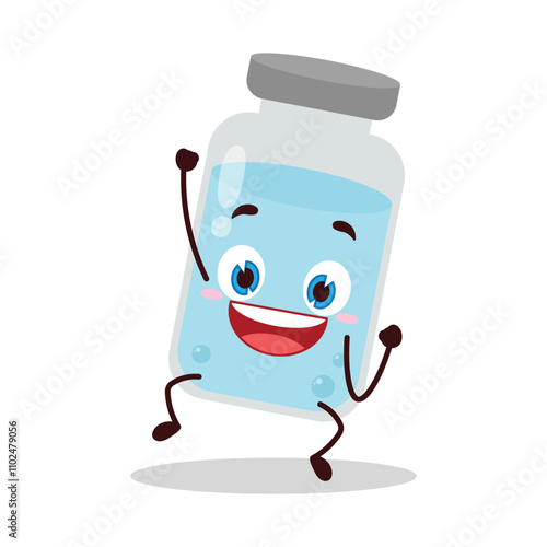 cute hurray victory expression of medicine vial bottle cartoon character