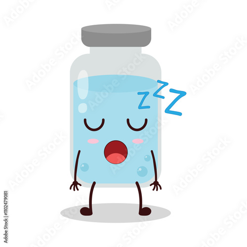 cute rest expression of medicine vial bottle cartoon character