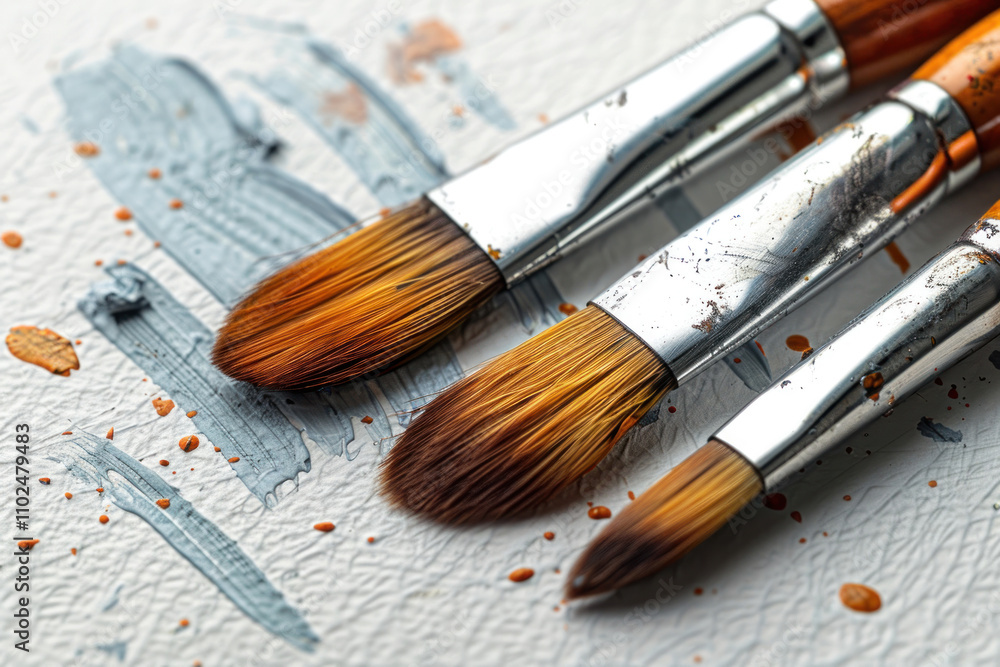 Fototapeta premium Art brushes on white background