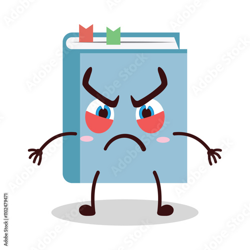cute provoked expression of blue book cartoon character