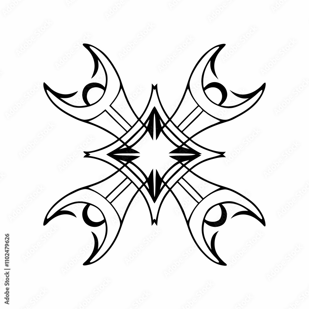 Curved and angular lines forming geometric hybrid patterns Curved and angular lines forming geometric hybrid patterns