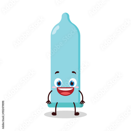 cute happy expression of condom cartoon character