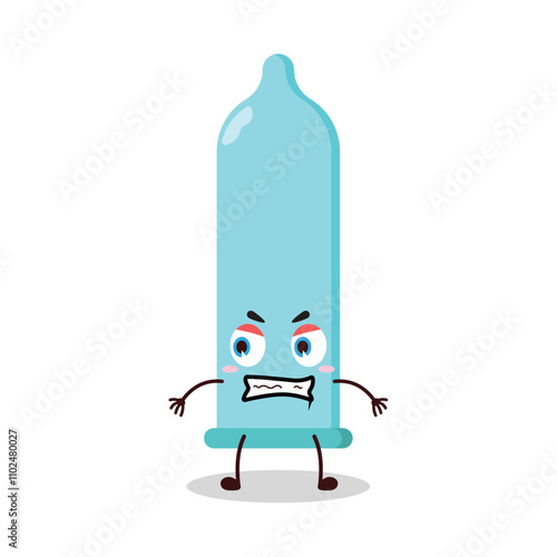 cute angry expression of condom cartoon character