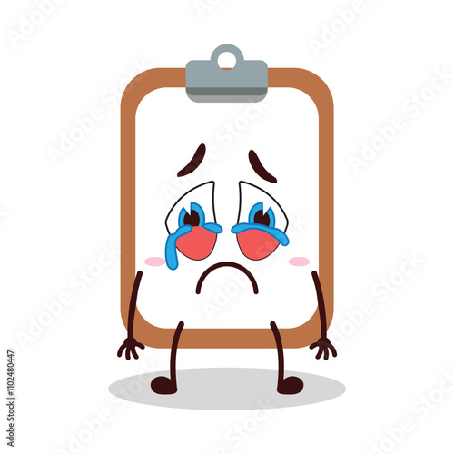 cute cry expression of clipboard cartoon character