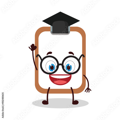 cute graduation college student expression of clipboard cartoon character