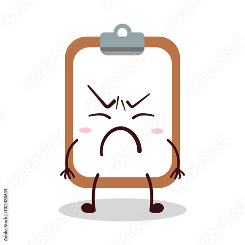 cute annoyed expression of clipboard cartoon character