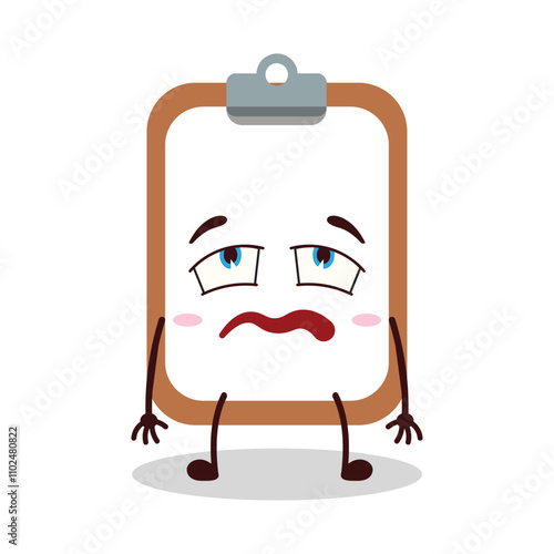 cute bored expression of clipboard cartoon character