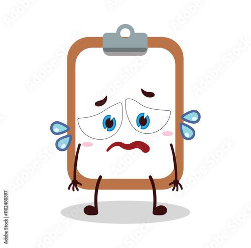 cute depressed expression of clipboard cartoon character
