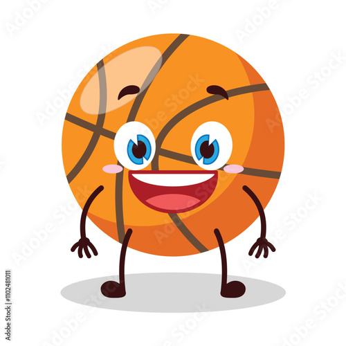 cute happy expression of basket ball cartoon character