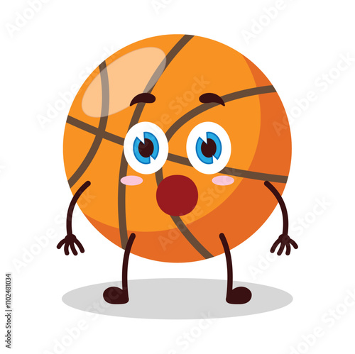 cute shocked expression of basket ball cartoon character