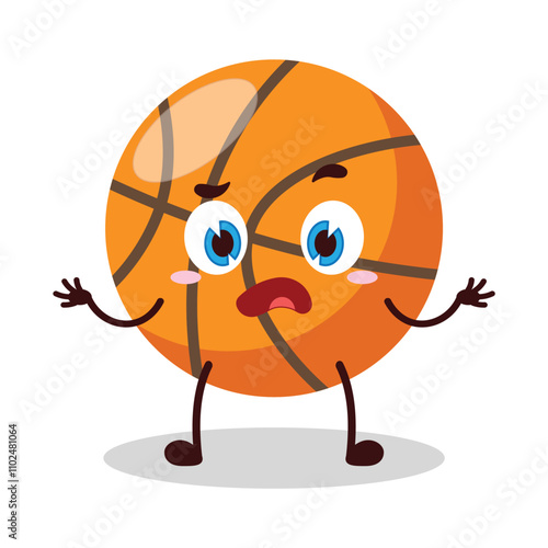 cute don't know expression of basket ball cartoon character