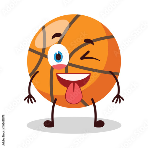 cute teased expression of basket ball cartoon character
