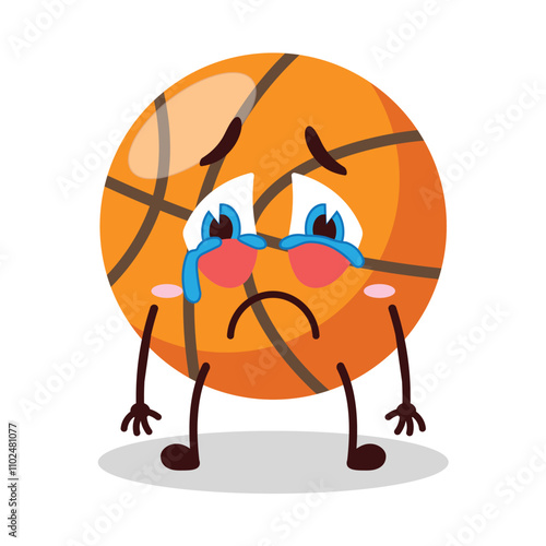 cute cry expression of basket ball cartoon character