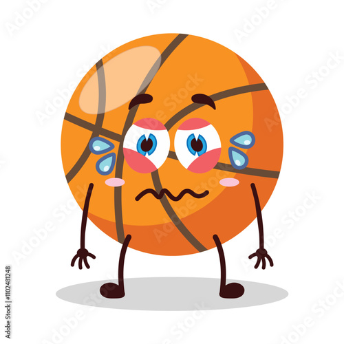 cute upset expression of basket ball cartoon character