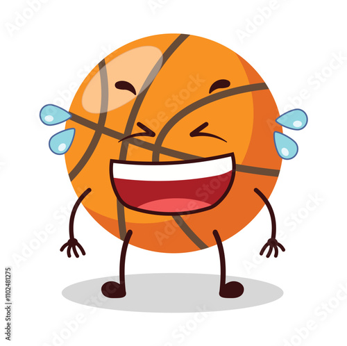 cute laugh out loud expression of basket ball cartoon character
