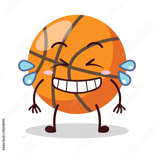 cute pleased expression of basket ball cartoon character