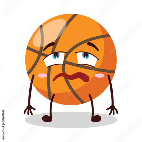 cute bored expression of basket ball cartoon character