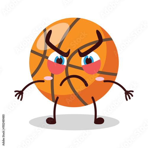 cute provoked expression of basket ball cartoon character