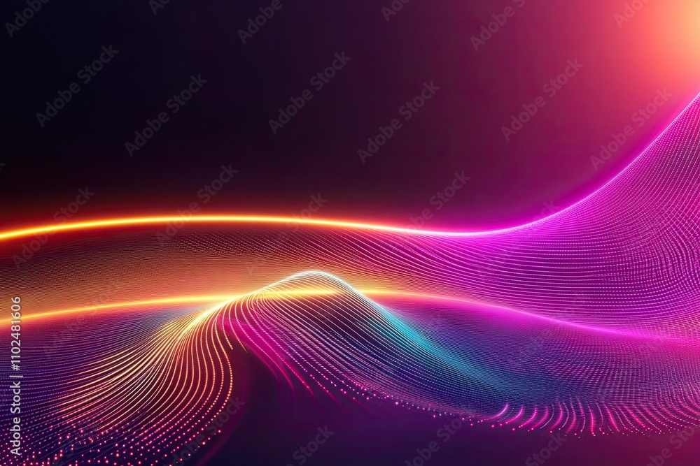neon color circles round curve shape with wavy dynamic lines isolated on black background technology concept neon color circles round curve shape with wavy dynamic lines isolated on black background technology concept