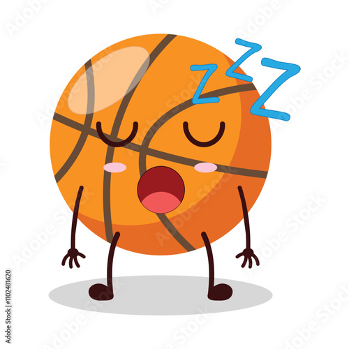 cute rest expression of basket ball cartoon character