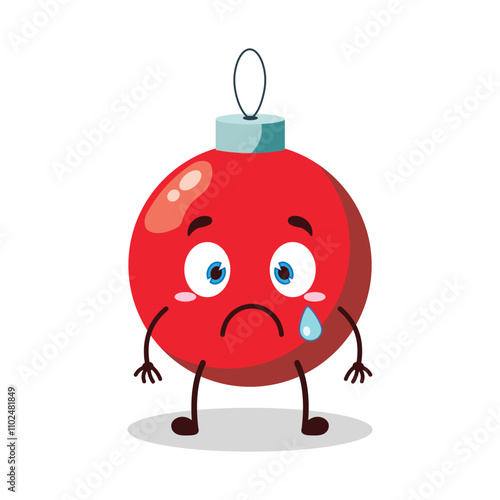 cute nervous expression of Christmas ball cartoon character