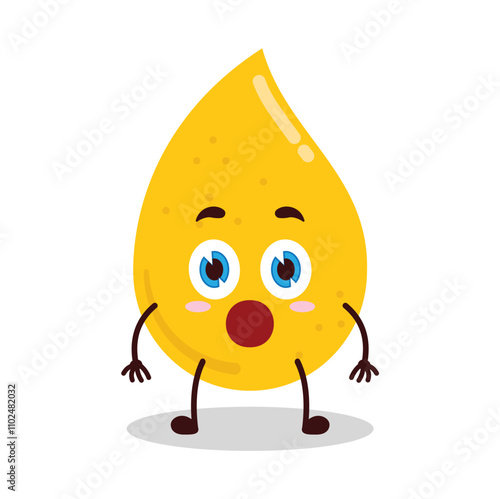 cute shocked expression of gold drop cartoon character