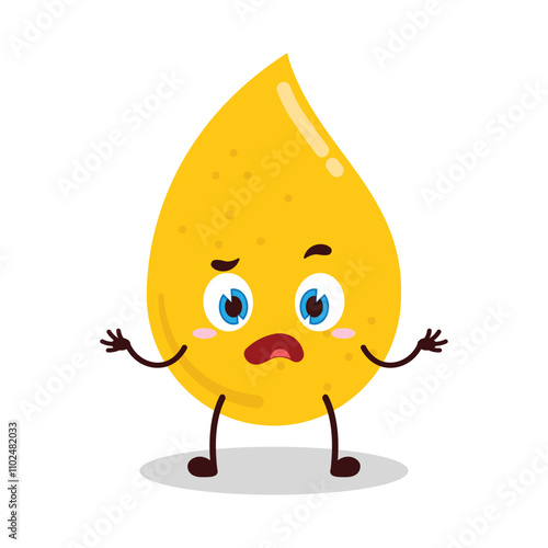 cute don't know expression of gold drop cartoon character