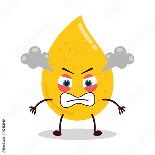 cute furious expression of gold drop cartoon character