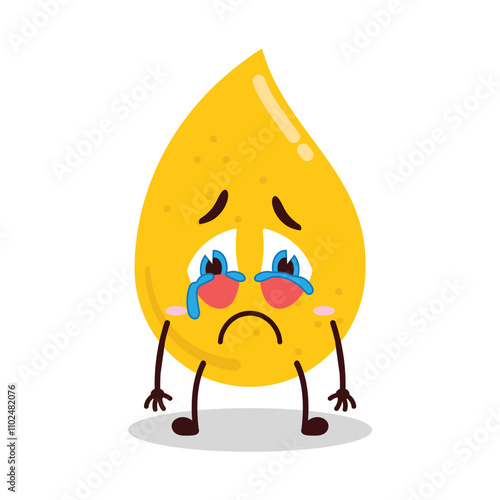 cute cry expression of gold drop cartoon character