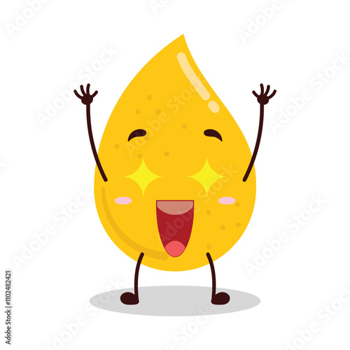 cute excited expression of gold drop cartoon character