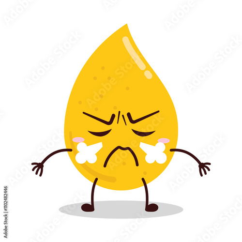 cute angry expression of gold drop cartoon character