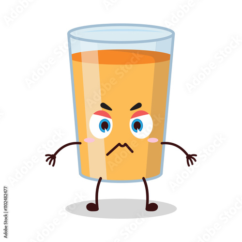 cute irritated expression of orange juice cartoon character