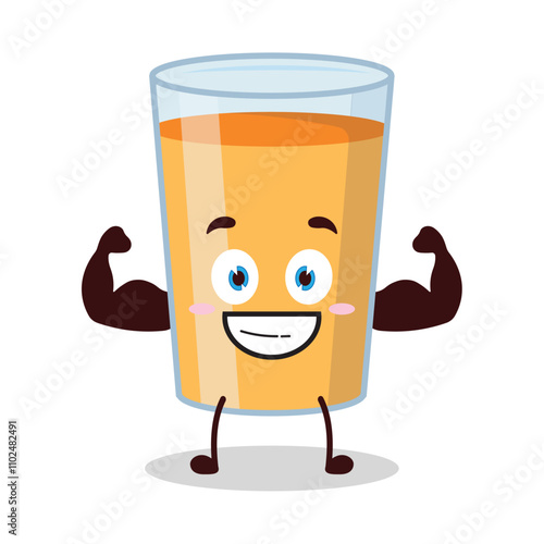 cute masculine healthy athlete expression of orange juice cartoon character