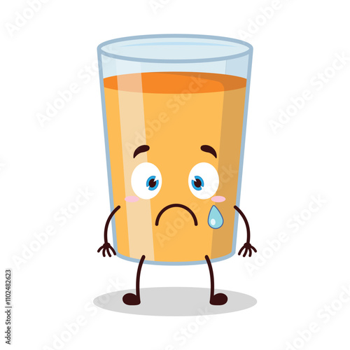 cute nervous expression of orange juice cartoon character