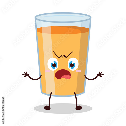 cute why expression of orange juice cartoon character