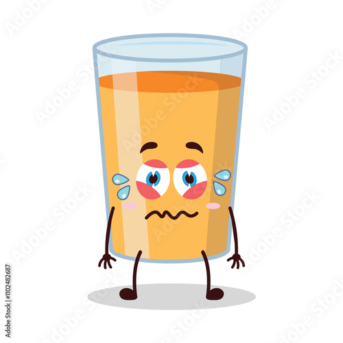 cute upset expression of orange juice cartoon character