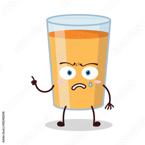 cute weird expression of orange juice cartoon character