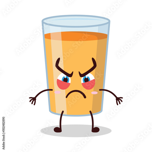 cute provoked expression of orange juice cartoon character