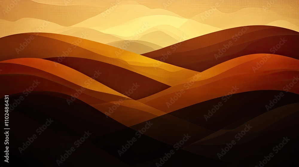 Sunset over rolling hills, abstract landscape art. Sunset over rolling hills, abstract landscape art.