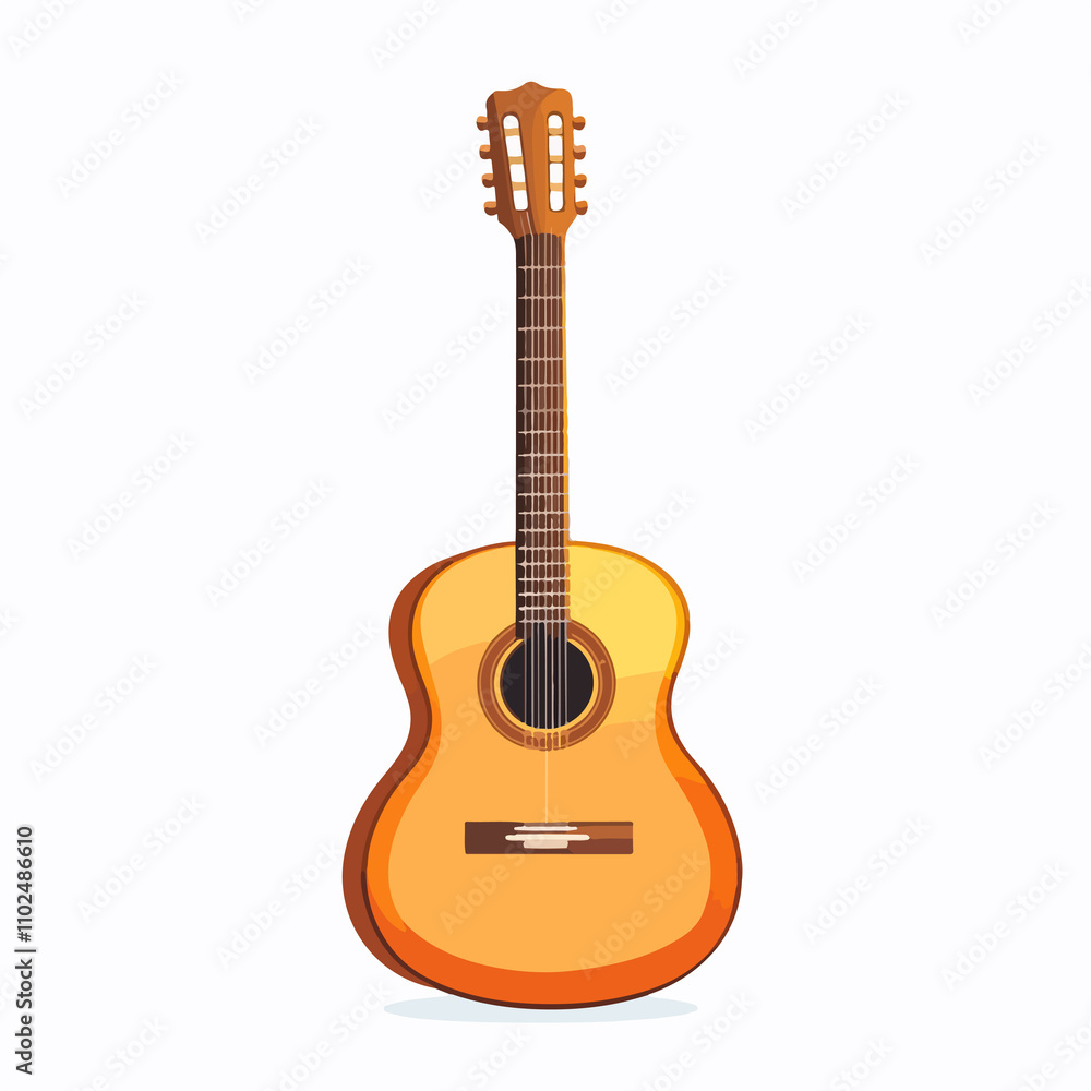 Obraz premium Cartoon Guitar Icon Vector Illustration for Isolated Design