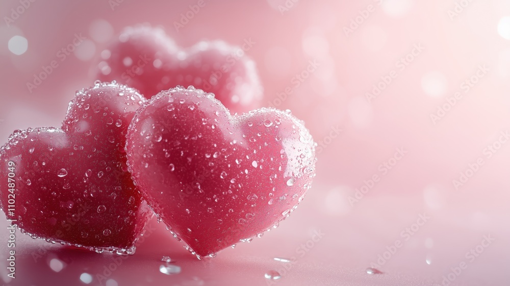 Fototapeta premium Red Hearts Abstract pink Background. Happy Valentine's Day