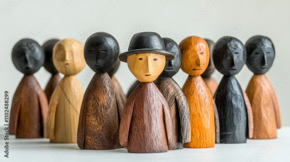 Fototapeta premium The Leader Among the Crowd: A Symbolic Representation of Vision and Intelligence