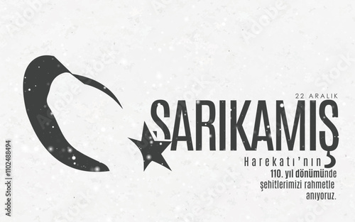 22 Aralık, Sarıkamış şehitlerini rahmetle anıyoruz. sarıkamış tasarımları. Translation: We commemorate the martyrs of Sarıkamış, December 22, with mercy. sarikamis designs.	