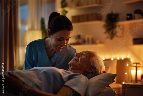 Gentle Massage Therapy Session for Elderly Relaxation and Comfort in a Soothing Environment photo