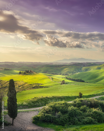 Countryside landscape in Volterra. Tuscany, Italy