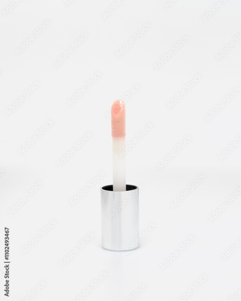 pink lip gloss transparent jar white background pink lip gloss transparent jar white background