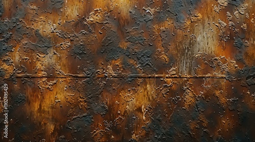 A close-up of a heavily rusted metal surface, showing a textured and uneven pattern. photo