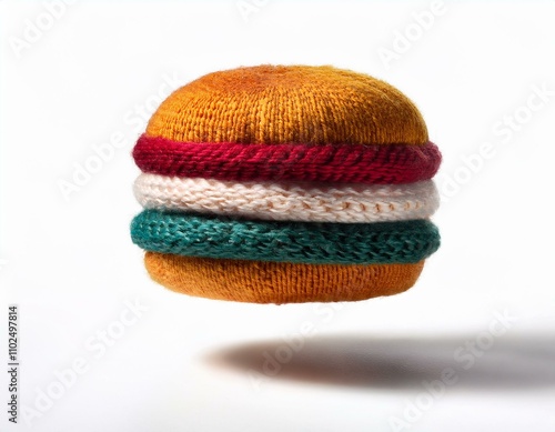 handmade wool burger isolated on white background